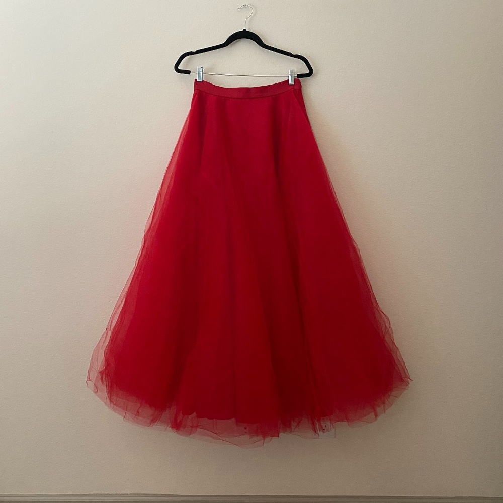 Fanfaronda Red Long Tulle Skirt
